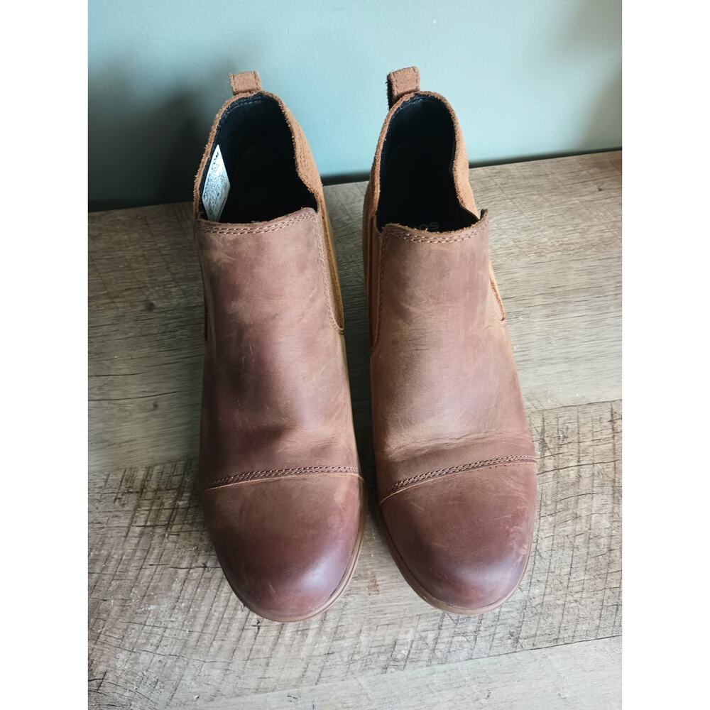 Sorel Evie Waterproof Leather And Suede Wedge Bootie Womens 6 Tan Rustic - Picture 5 of 13